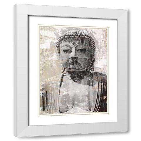 Japanese Buddha Close Up White Modern Wood Framed Art Print with Double Matting by Urban Epiphany