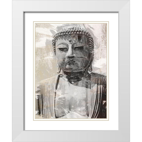 Japanese Buddha Close Up White Modern Wood Framed Art Print with Double Matting by Urban Epiphany