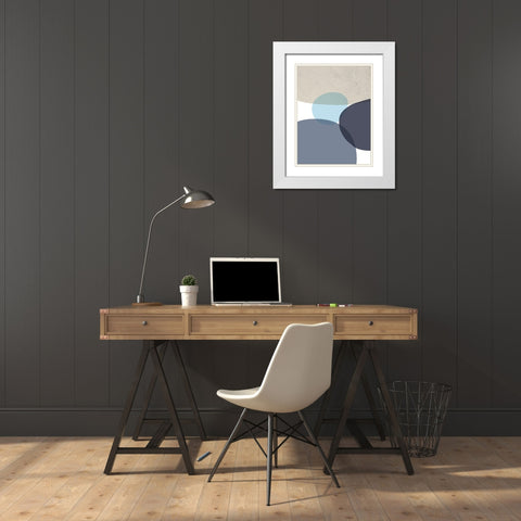 MidCentury Navy Taupe 9 White Modern Wood Framed Art Print with Double Matting by Urban Epiphany