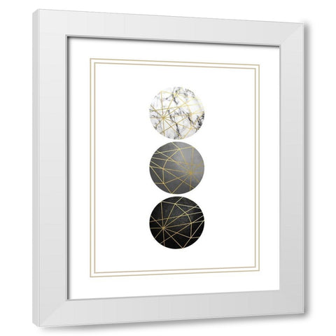 3 Circles White Modern Wood Framed Art Print with Double Matting by Urban Epiphany