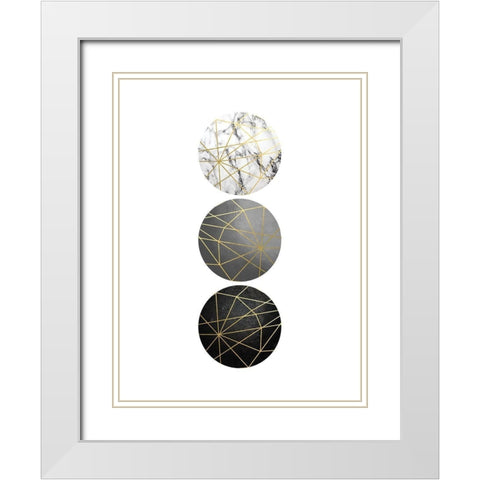 3 Circles White Modern Wood Framed Art Print with Double Matting by Urban Epiphany