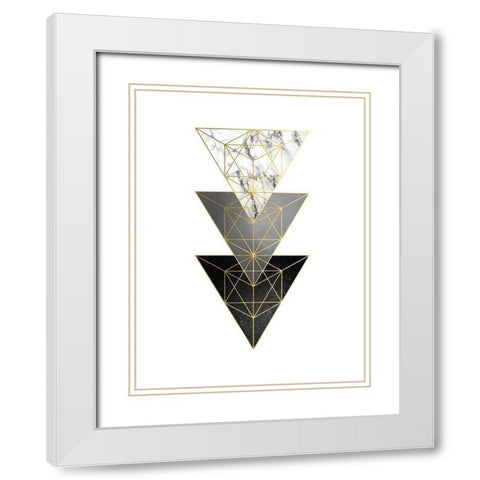 3 Triangles White Modern Wood Framed Art Print with Double Matting by Urban Epiphany