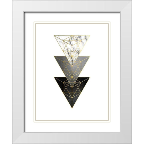 3 Triangles White Modern Wood Framed Art Print with Double Matting by Urban Epiphany