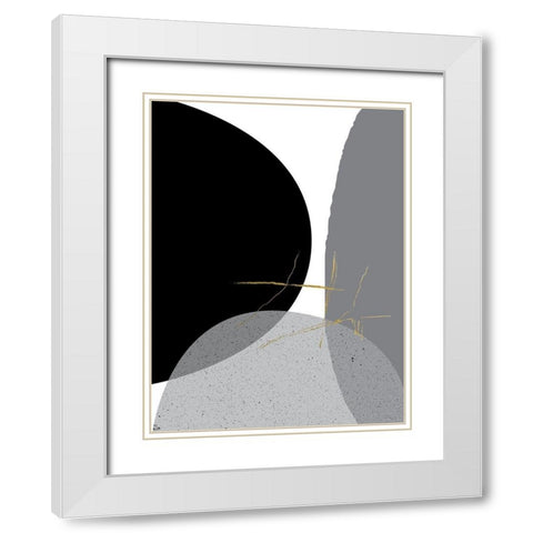 Black Gold Minimalist 1 White Modern Wood Framed Art Print with Double Matting by Urban Epiphany