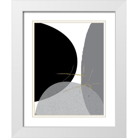 Black Gold Minimalist 1 White Modern Wood Framed Art Print with Double Matting by Urban Epiphany