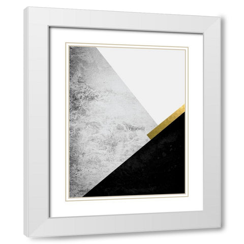 Black Grey Gold Mountains 1 White Modern Wood Framed Art Print with Double Matting by Urban Epiphany