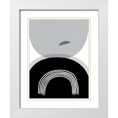 Black Grey Minimalist 2 White Modern Wood Framed Art Print with Double Matting by Urban Epiphany