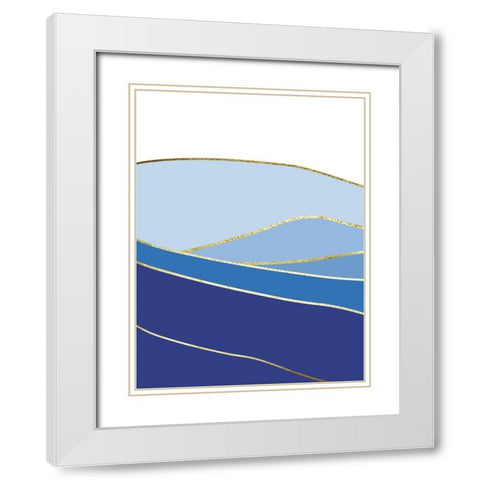 Blue Landscape 1 White Modern Wood Framed Art Print with Double Matting by Lula Bijoux and Company