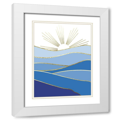 Blue Landscape 2 White Modern Wood Framed Art Print with Double Matting by Urban Epiphany