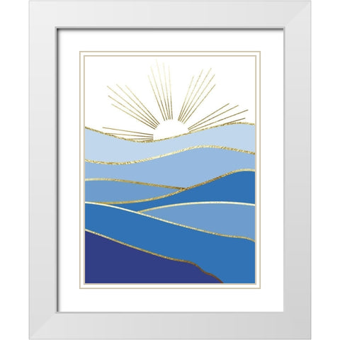 Blue Landscape 2 White Modern Wood Framed Art Print with Double Matting by Urban Epiphany