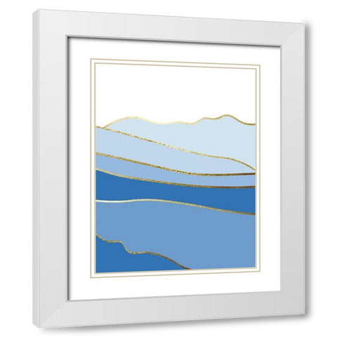 Blue Landscape 3 White Modern Wood Framed Art Print with Double Matting by Lula Bijoux and Company