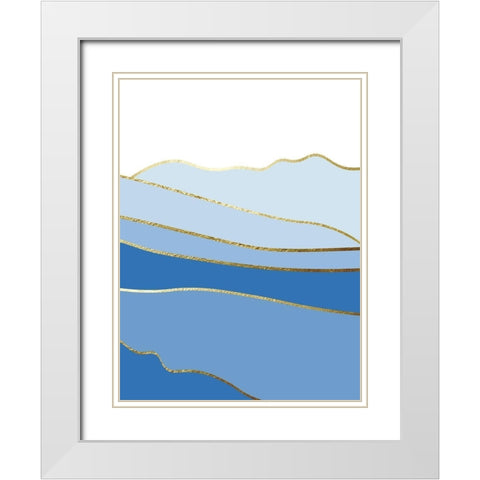 Blue Landscape 3 White Modern Wood Framed Art Print with Double Matting by Lula Bijoux and Company