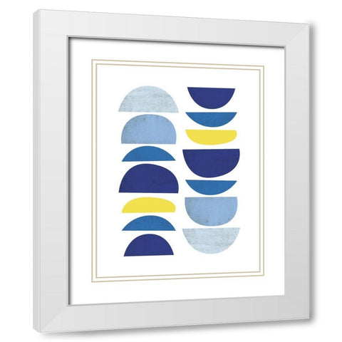 Blue Yellow Modern 1 White Modern Wood Framed Art Print with Double Matting by Lula Bijoux and Company