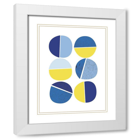 Blue Yellow Modern 4 White Modern Wood Framed Art Print with Double Matting by Lula Bijoux and Company