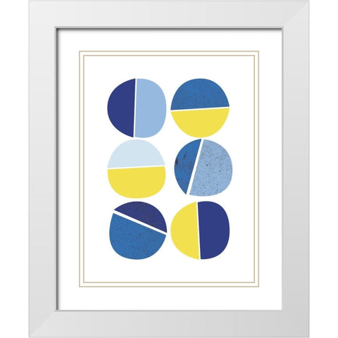 Blue Yellow Modern 4 White Modern Wood Framed Art Print with Double Matting by Lula Bijoux and Company