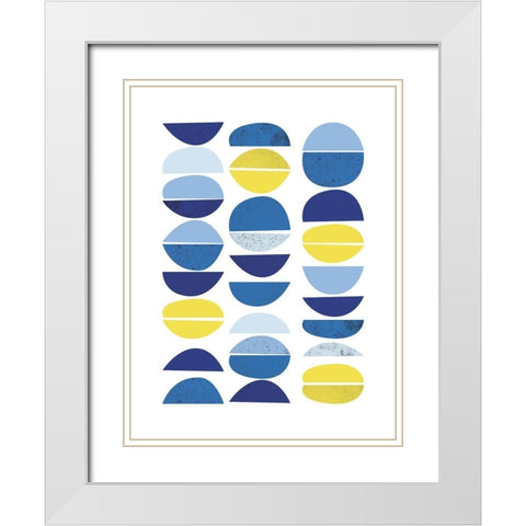 Blue Yellow Modern 5 White Modern Wood Framed Art Print with Double Matting by Lula Bijoux and Company