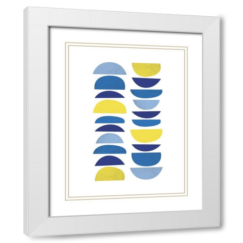 Blue Yellow Modern 6 White Modern Wood Framed Art Print with Double Matting by Lula Bijoux and Company