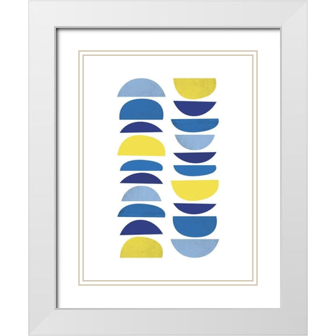 Blue Yellow Modern 6 White Modern Wood Framed Art Print with Double Matting by Lula Bijoux and Company