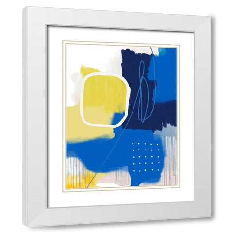 Modern Abstract Yellow Blue 1 White Modern Wood Framed Art Print with Double Matting by Lula Bijoux and Company