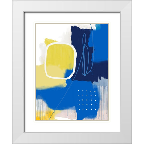 Modern Abstract Yellow Blue 1 White Modern Wood Framed Art Print with Double Matting by Lula Bijoux and Company