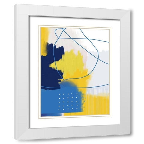 Modern Abstract Yellow Blue 2 White Modern Wood Framed Art Print with Double Matting by Lula Bijoux and Company
