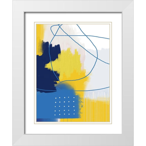 Modern Abstract Yellow Blue 2 White Modern Wood Framed Art Print with Double Matting by Lula Bijoux and Company