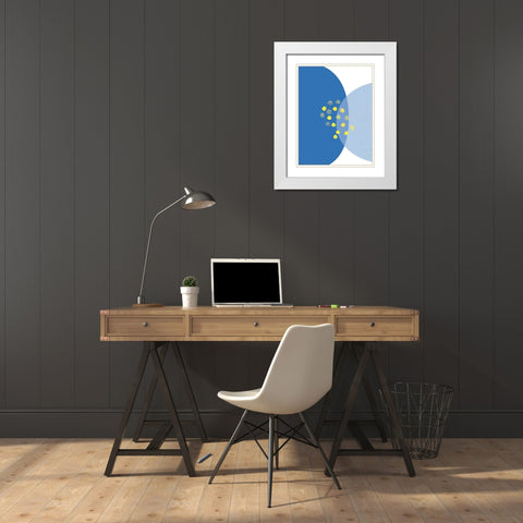 Blue Yellow Minimalist 3 White Modern Wood Framed Art Print with Double Matting by Lula Bijoux and Company
