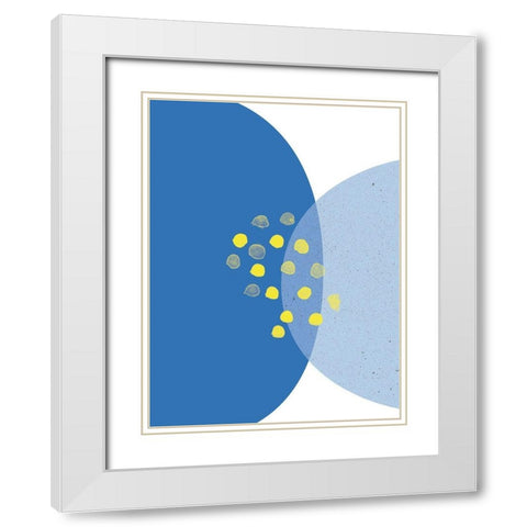 Blue Yellow Minimalist 3 White Modern Wood Framed Art Print with Double Matting by Lula Bijoux and Company