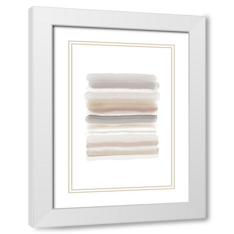 Watercolor Stripes White Modern Wood Framed Art Print with Double Matting by Urban Epiphany