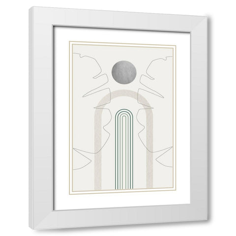 Mid Century Modern Gray Moon 1 White Modern Wood Framed Art Print with Double Matting by Urban Epiphany