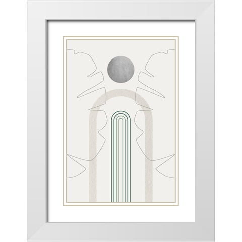Mid Century Modern Gray Moon 1 White Modern Wood Framed Art Print with Double Matting by Urban Epiphany