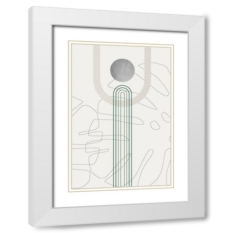 Mid Century Modern Gray Moon 2 White Modern Wood Framed Art Print with Double Matting by Urban Epiphany