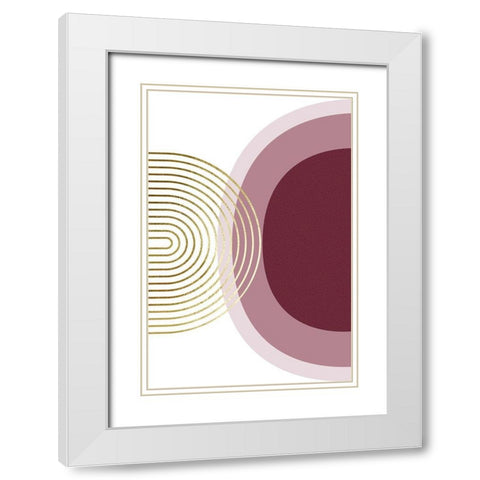 Abstract Minimalist Burgundy Gold 1 White Modern Wood Framed Art Print with Double Matting by Urban Epiphany
