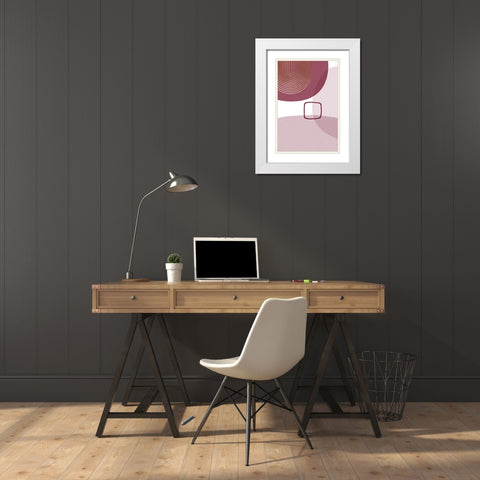 Abstract Minimalist Burgundy Gold 2 White Modern Wood Framed Art Print with Double Matting by Urban Epiphany