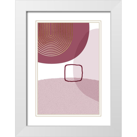 Abstract Minimalist Burgundy Gold 2 White Modern Wood Framed Art Print with Double Matting by Urban Epiphany