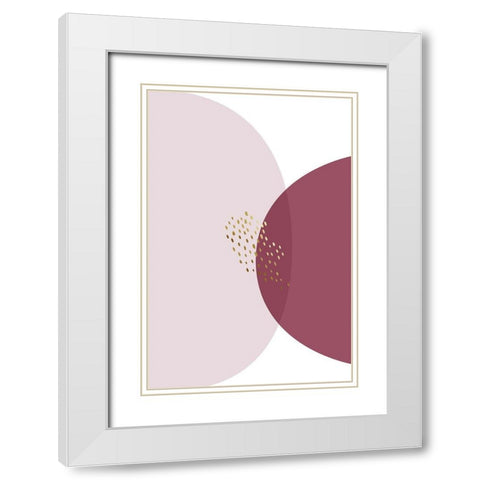 Abstract Minimalist Burgundy Gold 5 White Modern Wood Framed Art Print with Double Matting by Urban Epiphany