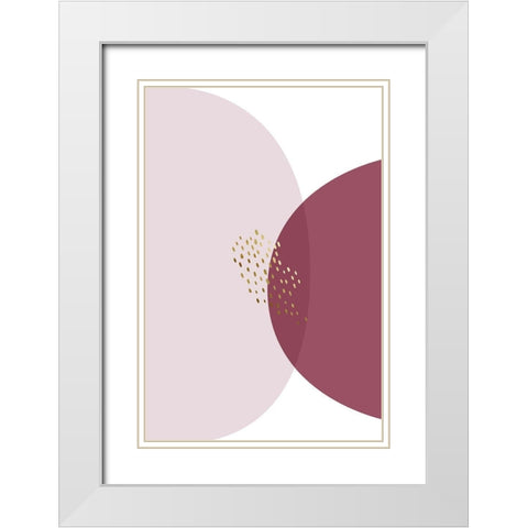 Abstract Minimalist Burgundy Gold 5 White Modern Wood Framed Art Print with Double Matting by Urban Epiphany