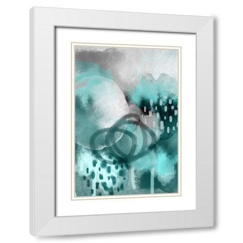 Dream of Childhood Teal White Modern Wood Framed Art Print with Double Matting by Urban Epiphany