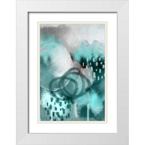 Dream of Childhood Teal White Modern Wood Framed Art Print with Double Matting by Urban Epiphany