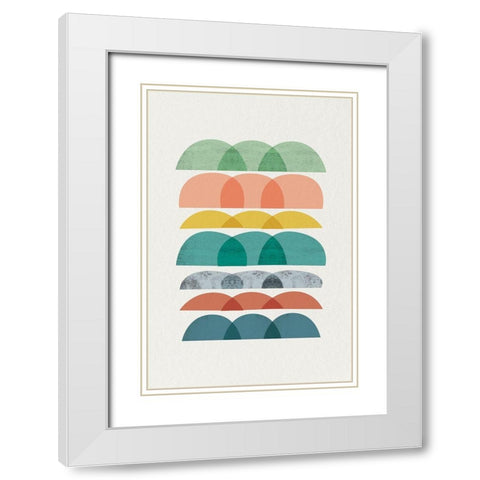 Mid Century Brights 7 White Modern Wood Framed Art Print with Double Matting by Urban Epiphany