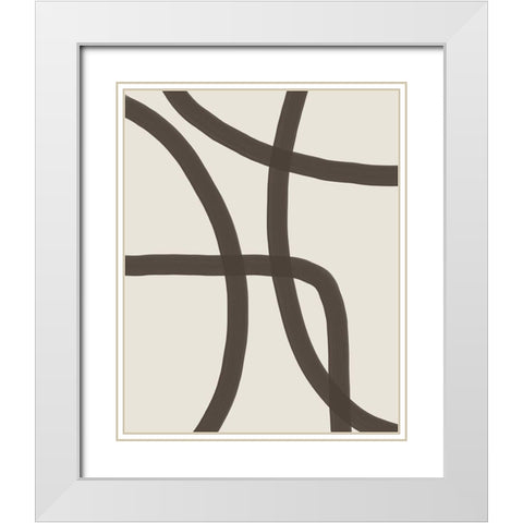 Minimal Lines White Modern Wood Framed Art Print with Double Matting by Urban Epiphany