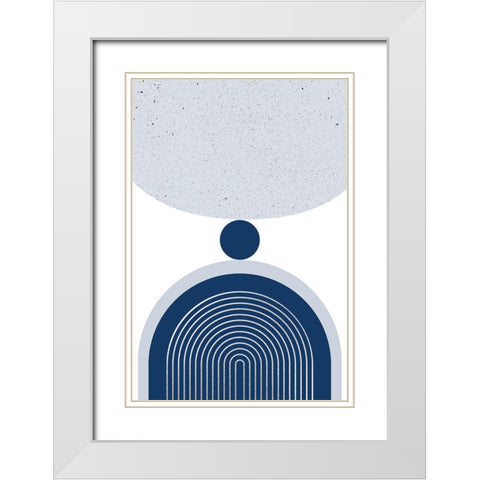 Mid Century Modern Navy Silver 1 White Modern Wood Framed Art Print with Double Matting by Urban Epiphany
