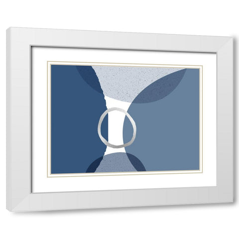 Mid Century Modern Navy Silver 2 White Modern Wood Framed Art Print with Double Matting by Urban Epiphany