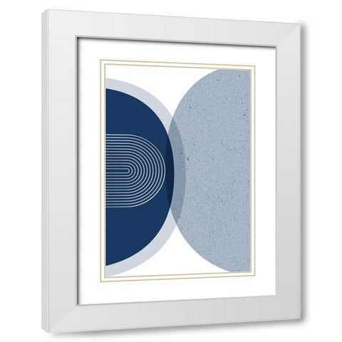 Mid Century Modern Navy Silver 3 White Modern Wood Framed Art Print with Double Matting by Urban Epiphany