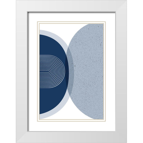 Mid Century Modern Navy Silver 3 White Modern Wood Framed Art Print with Double Matting by Urban Epiphany
