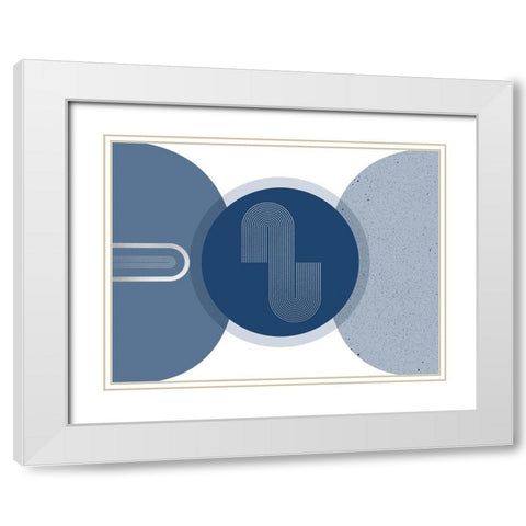 Mid Century Glam Navy Silver 2 White Modern Wood Framed Art Print with Double Matting by Urban Epiphany