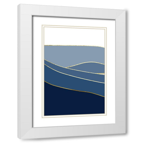 Navy Gold Landscape 1 White Modern Wood Framed Art Print with Double Matting by Urban Epiphany