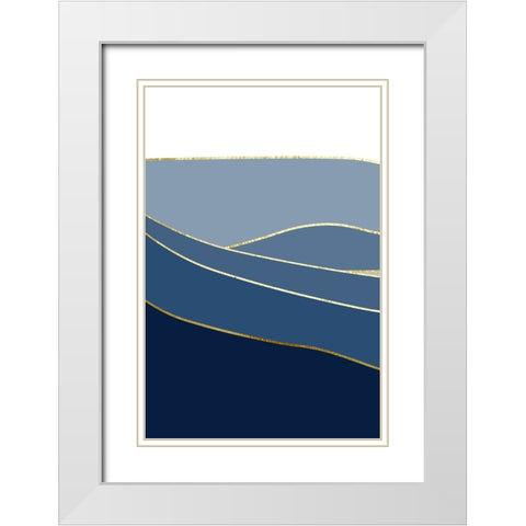 Navy Gold Landscape 1 White Modern Wood Framed Art Print with Double Matting by Urban Epiphany