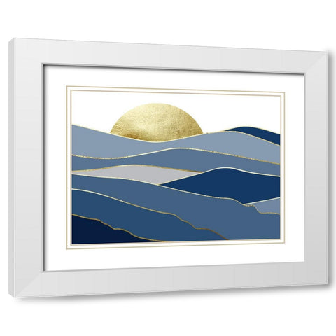 Navy Gold Landscape 2 White Modern Wood Framed Art Print with Double Matting by Urban Epiphany
