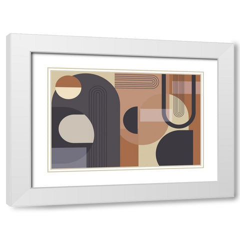 Abstract Arches Charcoal Terracotta 1 White Modern Wood Framed Art Print with Double Matting by Urban Epiphany